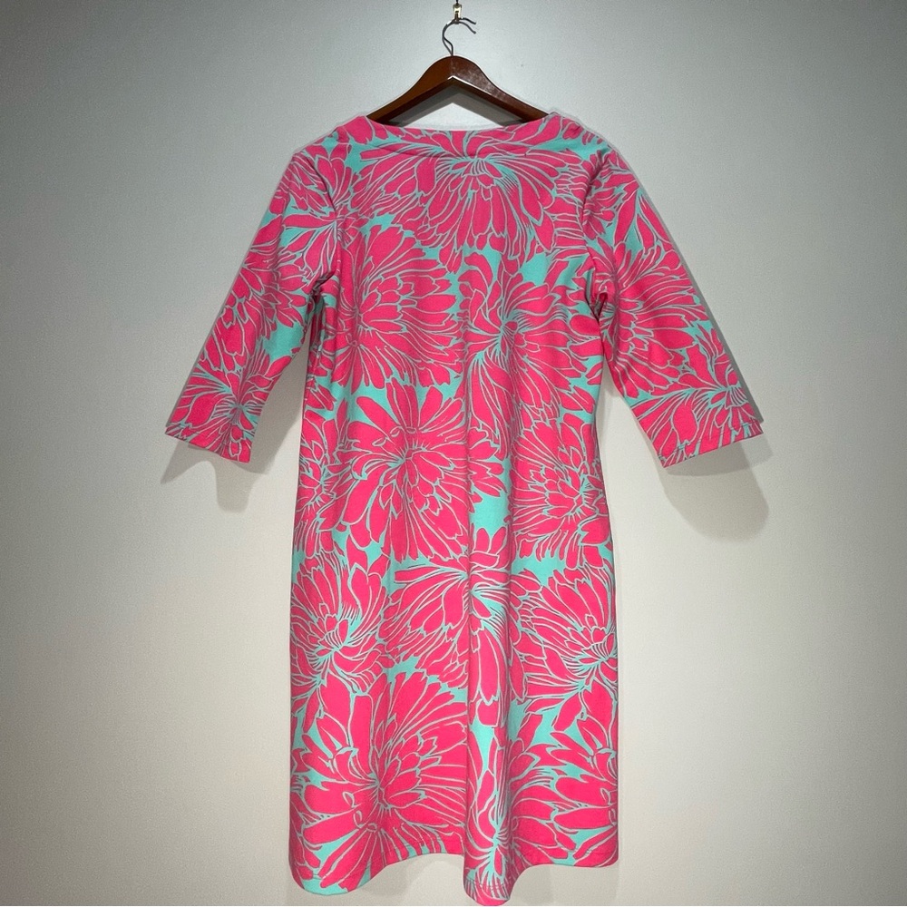 NWOT Haley & the Hound Pink Floral Blue Print Long Sleeve Dress V-Neck Size XL - Picture 2 of 7